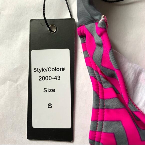 Aq-Wa Hot Pink & Grey Chevron String Bikini Bottoms Small NWT - Picture 6 of 7